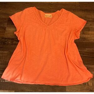 Women's 100% Cotton 2XL dimensionali-TEE Peachy Pink Solid Cotton Beaded V-Neck
